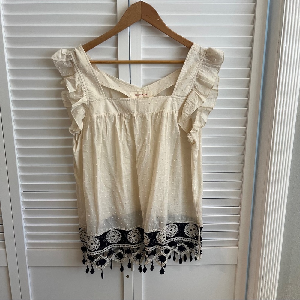 Boho Cream and Black Women's Top